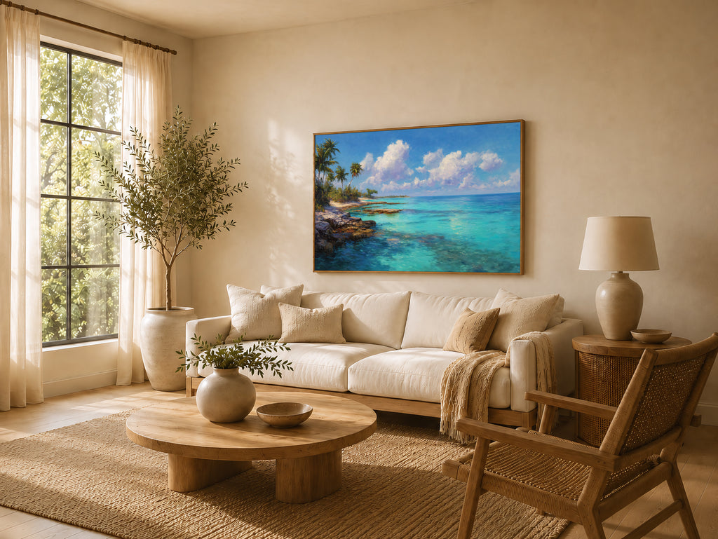 Florida Keys Summer Wall Art | Tropical Ocean Beach Landscape Painting