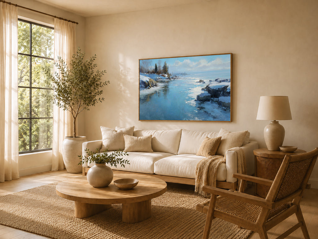 Lake Superior Winter Wall Art | Minnesota Shoreline Landscape Painting