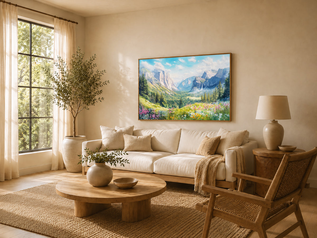 Tunnel View Spring Wall Art | Yosemite National Park California Mountain Painting