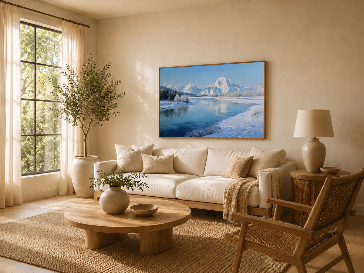 Oxbow Bend Winter Wall Art | Grand Teton National Park Wyoming Landscape Painting