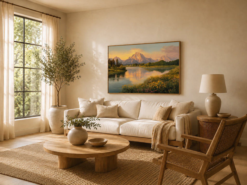 Oxbow Bend Spring Sunset Wall Art | Grand Teton National Park Wyoming Landscape Painting