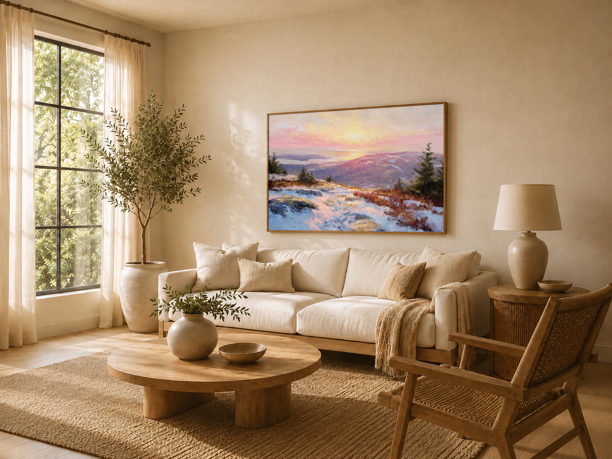 Mount Cadillac Winter Sunrise Wall Art | Acadia National Park Maine Landscape Painting
