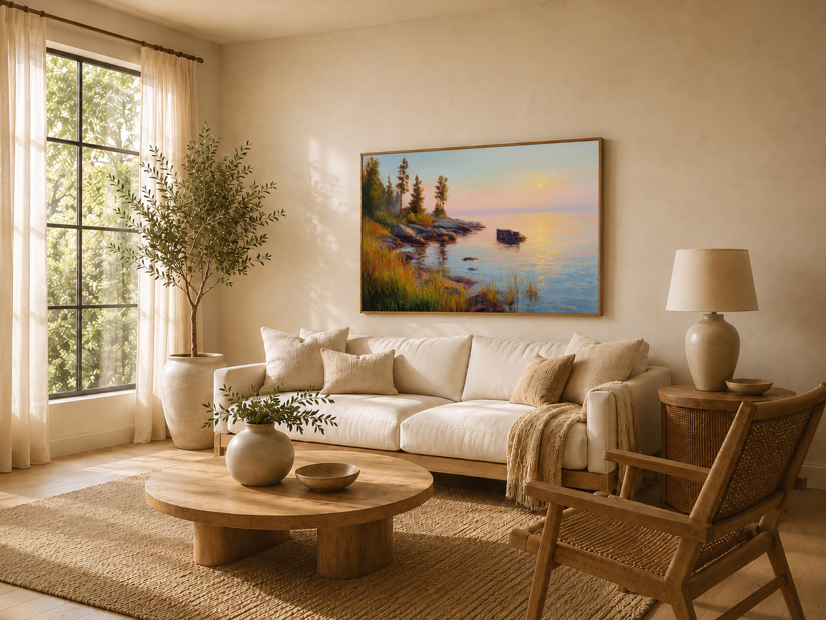Lake Superior Summer Sunset Wall Art | Minnesota Lakeside Landscape Painting