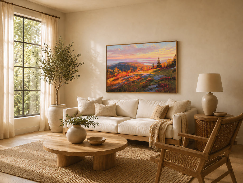 Mount Cadillac Fall Sunrise Wall Art | Acadia National Park Maine Landscape Painting