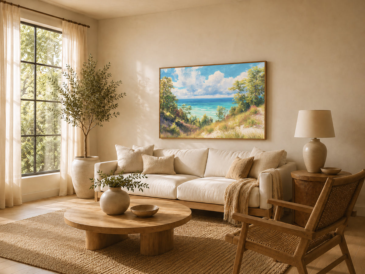 Lake Michigan Summer Wall Art | Midwest Sand Dune Landscape Painting