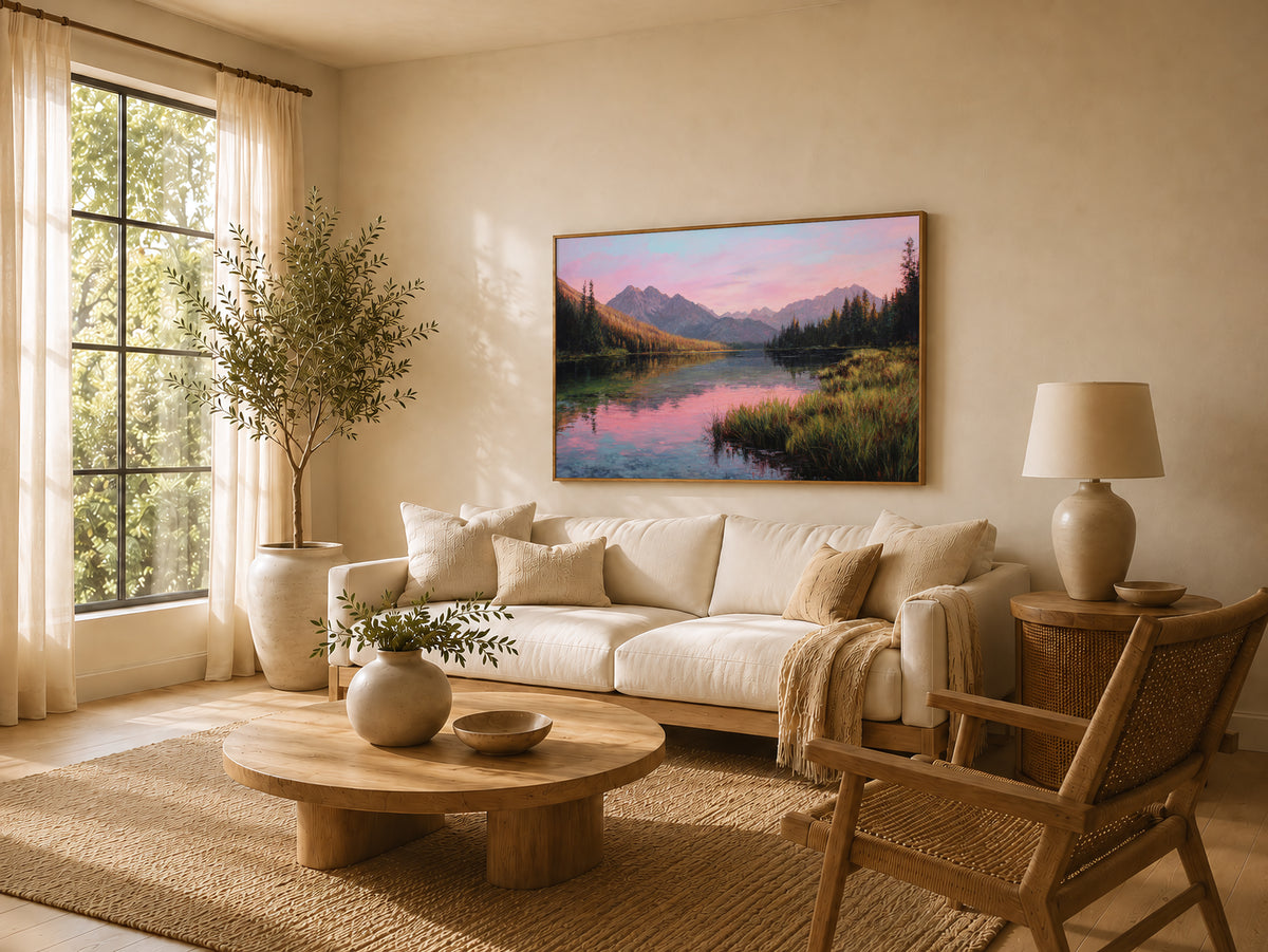 Stanley Lake Summer Sunrise Wall Art | Idaho Sawtooth Mountain Landscape Painting
