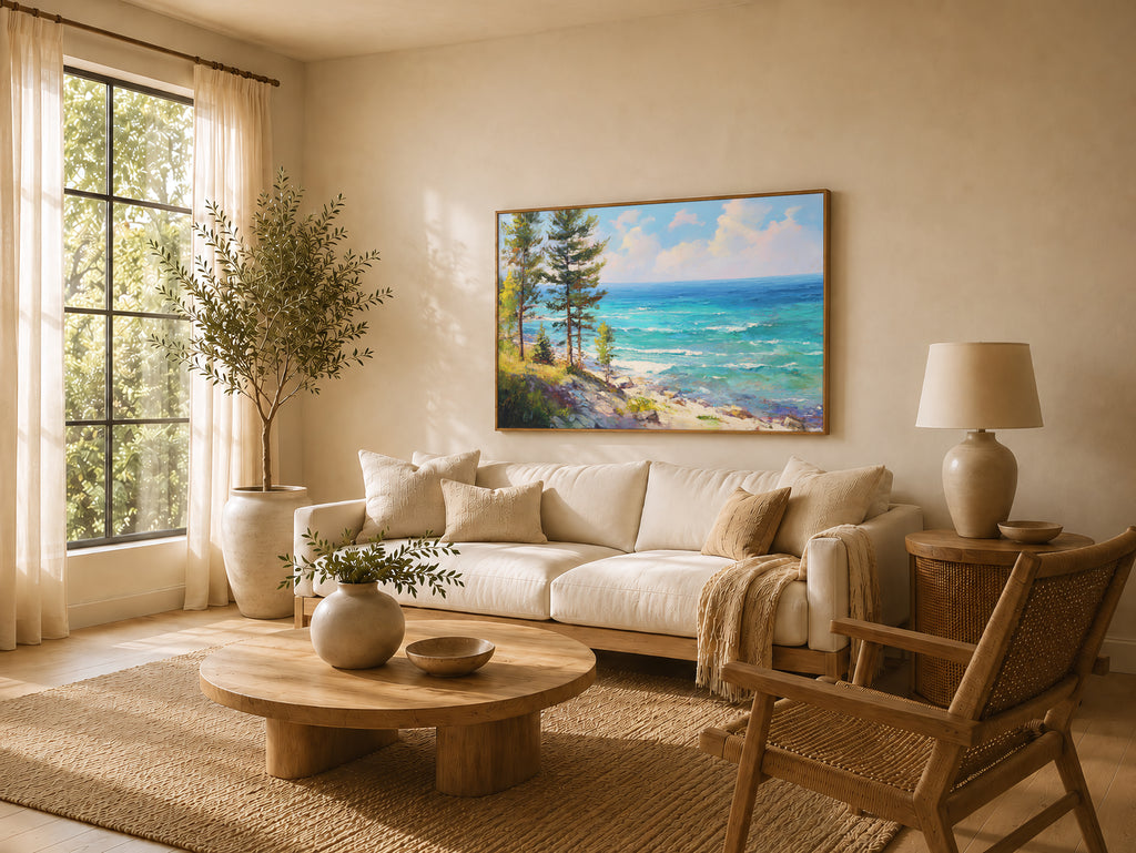 Lake Michigan Summer Wall Art | Midwest Lakeshore Landscape Painting