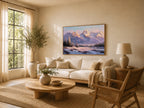 Grand Teton National Park Winter Sunset Wall Art | Wyoming Mountain Landscape Painting