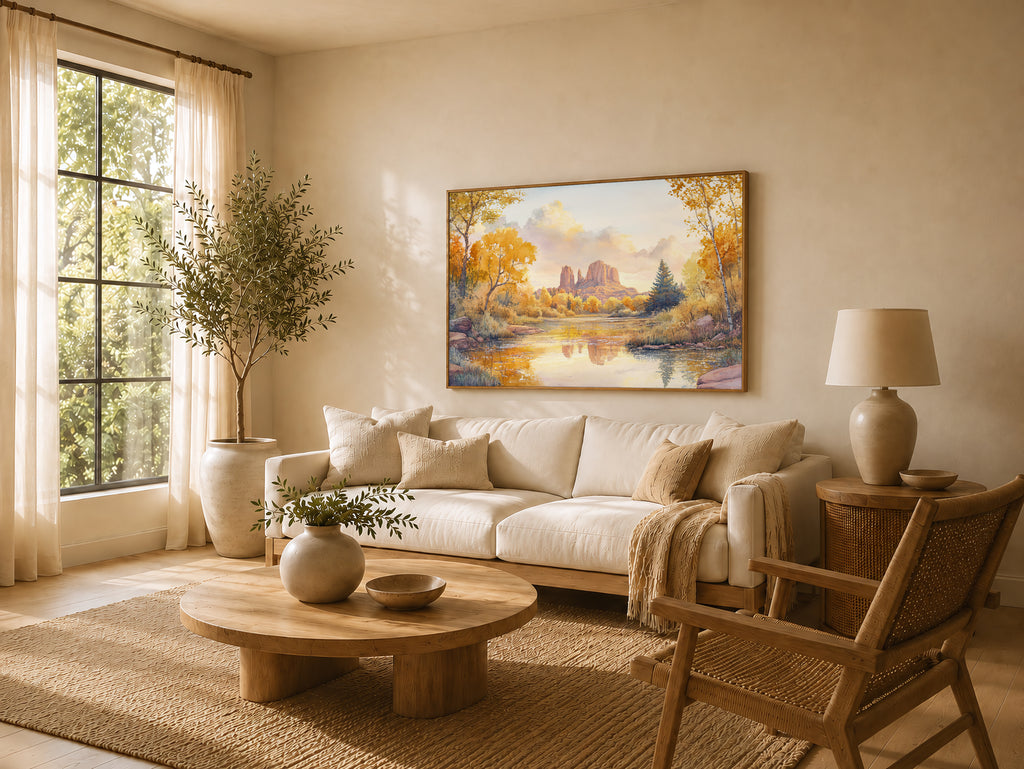 Cathedral Rock Fall Sunrise Wall Art | Sedona Arizona Red Rock Painting