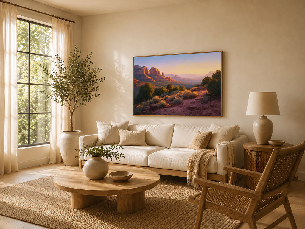 Sedona Summer Sunset Wall Art | Arizona Red Rock Landscape Painting