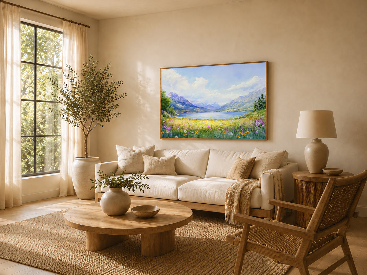 Waterton Lakes National Park Spring Wall Art | Canada Lakeside Painting
