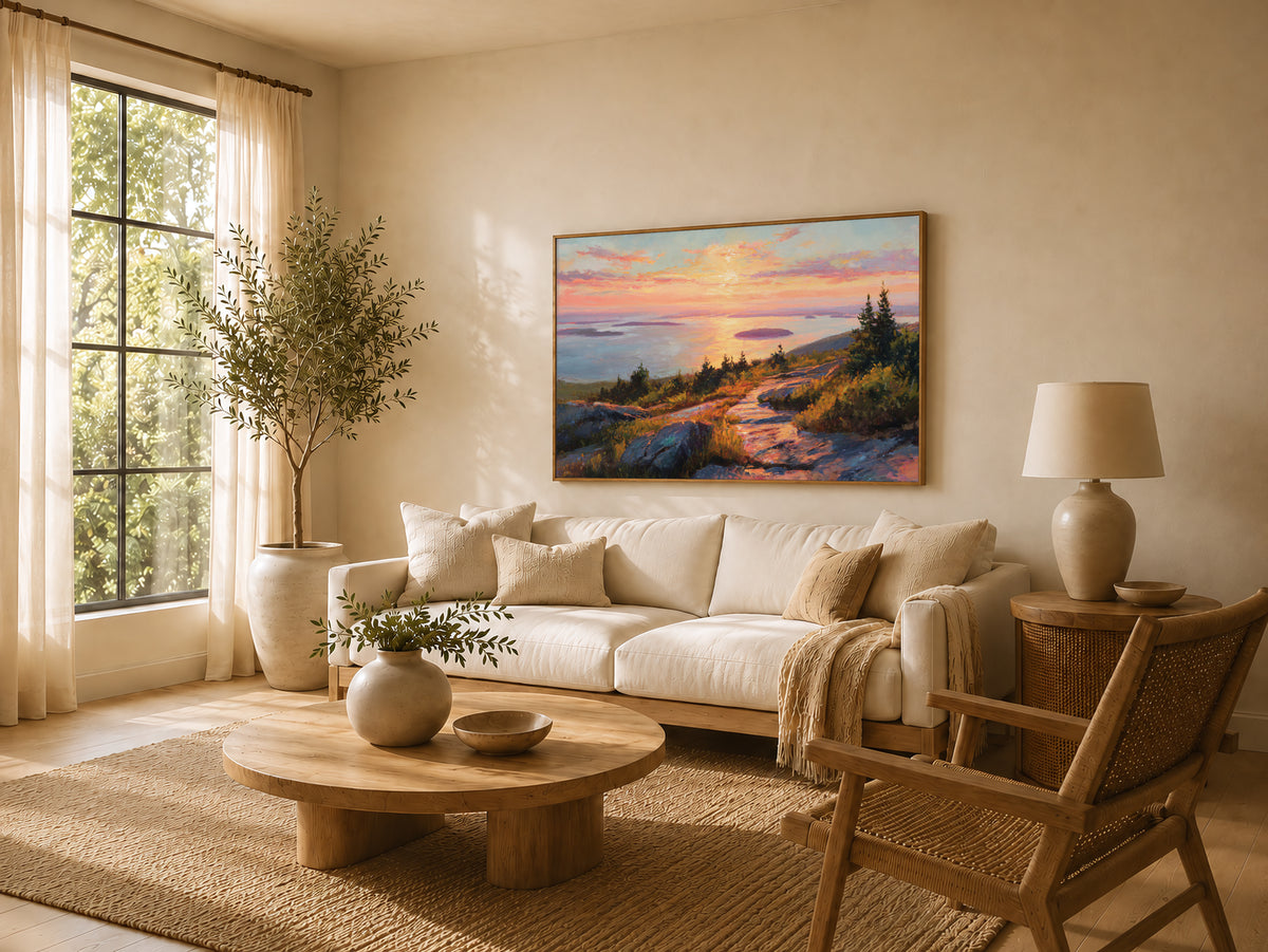 Mount Cadillac Summer Sunrise Wall Art | Acadia National Park Maine Landscape Painting