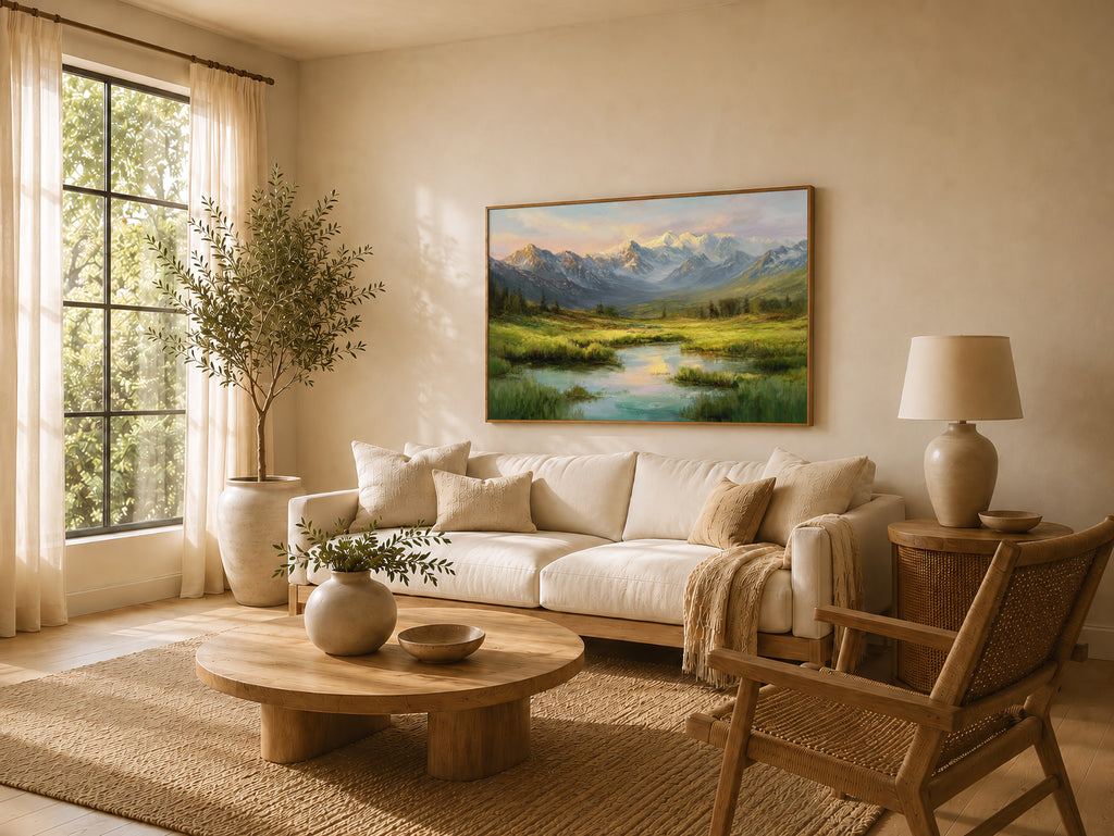 Denali National Park Summer Sunrise Wall Art | Alaska Mountain Landscape Painting