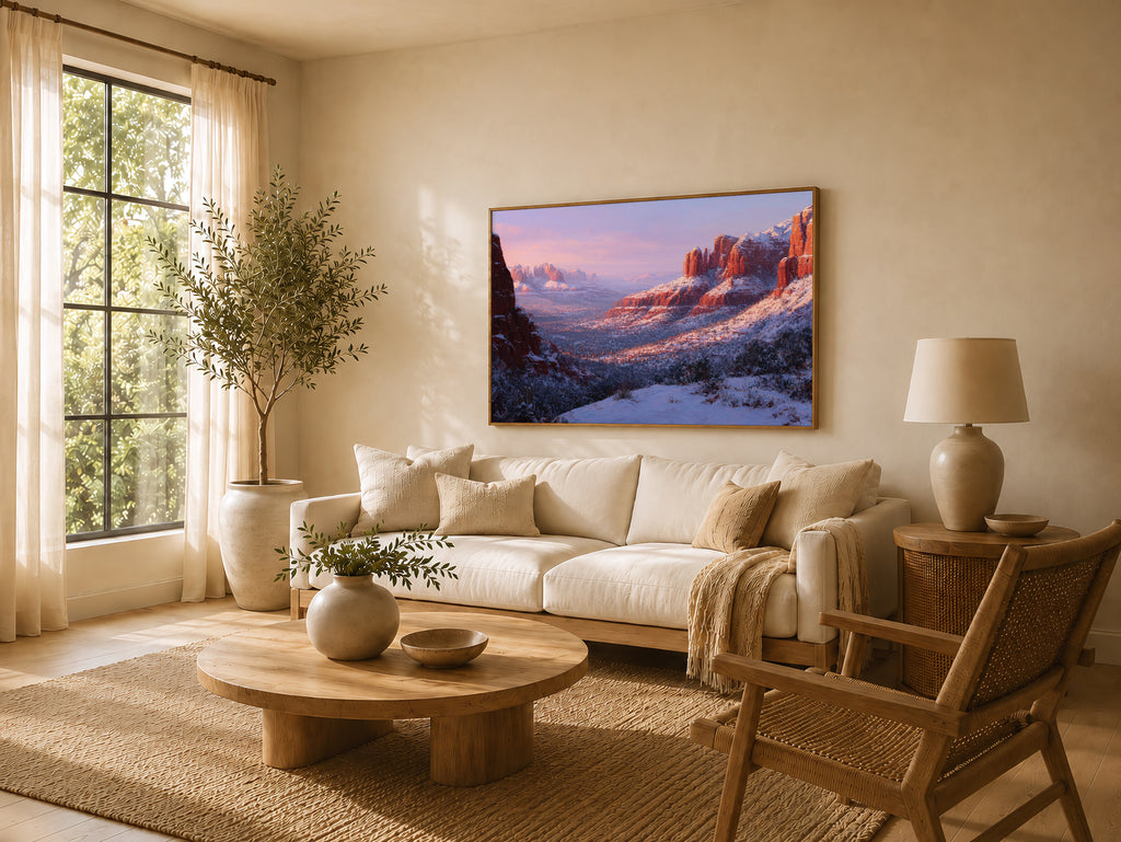 Sedona Winter Sunset Wall Art | Arizona Red Rock Landscape Painting