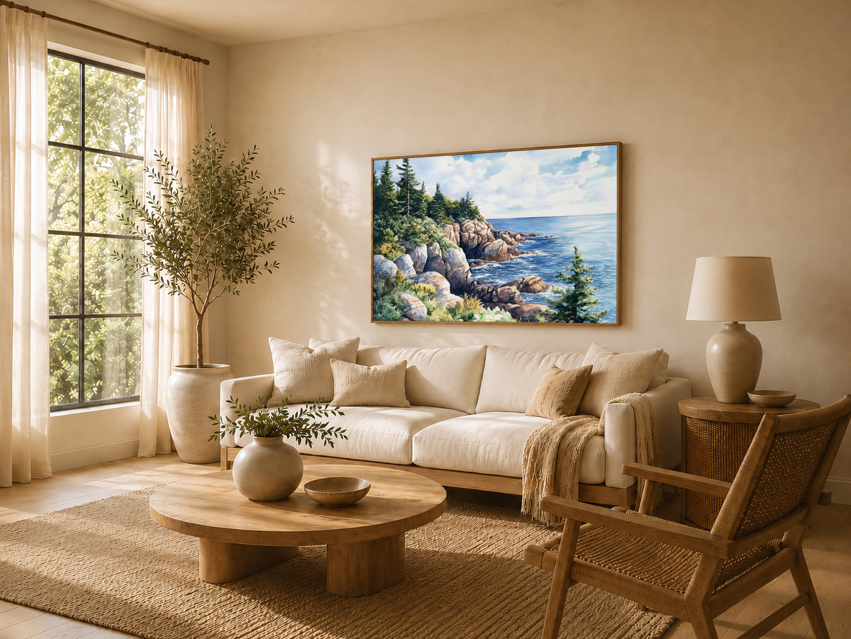 Acadia National Park Summer Wall Art | Maine Coastline Landscape Painting