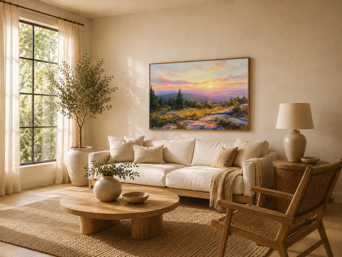 Mount Cadillac Summer Sunset Wall Art | Acadia National Park Maine Landscape Painting