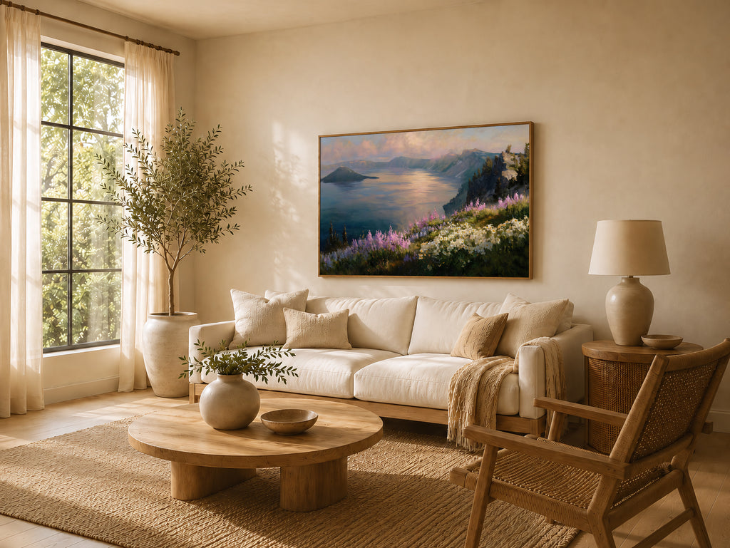 Crater Lake National Park Spring Sunrise Wall Art | Oregon Volcanic Landscape Painting