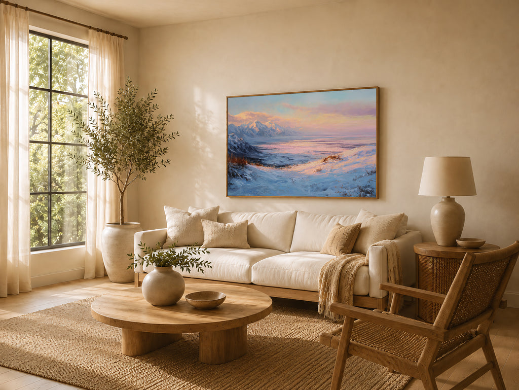 Denali National Park Winter Sunset Wall Art | Alaska Mountain Landscape Painting