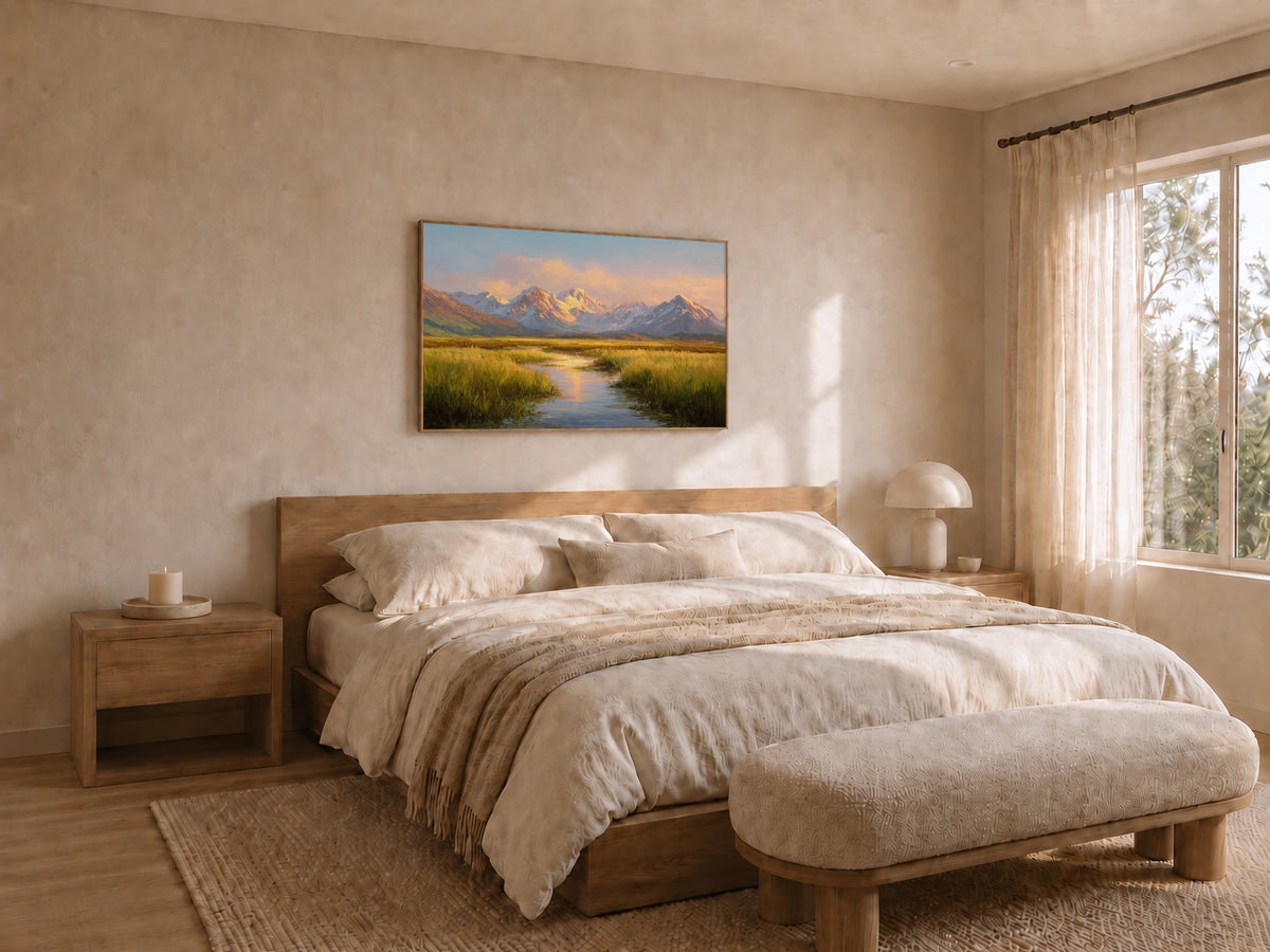 Denali National Park Summer Sunset Wall Art | Alaska Mountain Landscape Painting