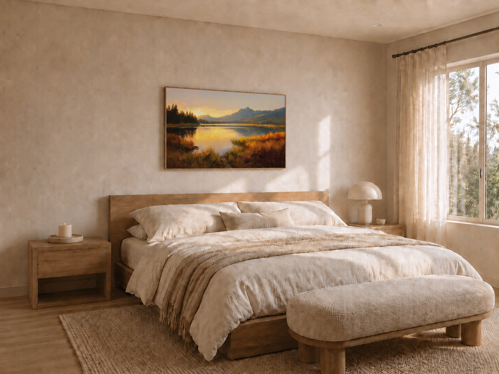 Stanley Lake Fall Sunset Wall Art | Idaho Sawtooth Mountain Landscape Painting