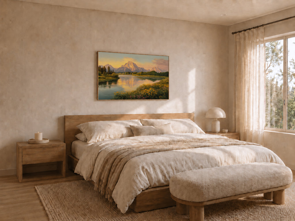 Oxbow Bend Spring Sunset Wall Art | Grand Teton National Park Wyoming Landscape Painting
