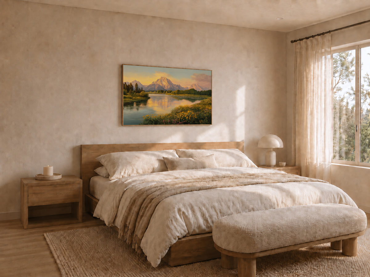 Oxbow Bend Spring Sunset Wall Art | Grand Teton National Park Wyoming Landscape Painting