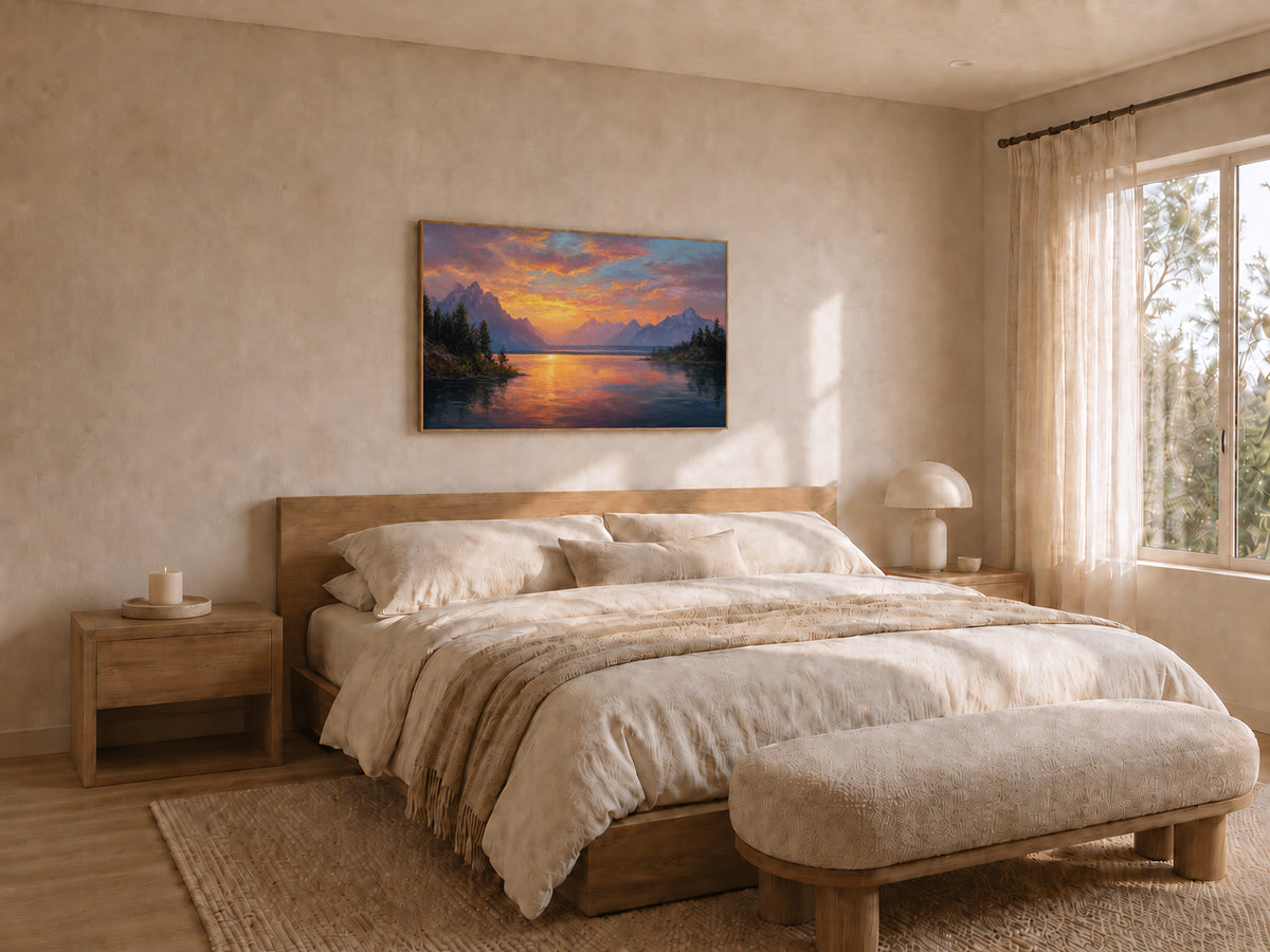 Grand Teton National Park Summer Sunset Wall Art | Wyoming Mountain Landscape Painting
