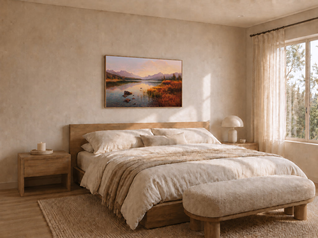 Stanley Lake Fall Sunrise Wall Art | Idaho Sawtooth Mountain Landscape Painting