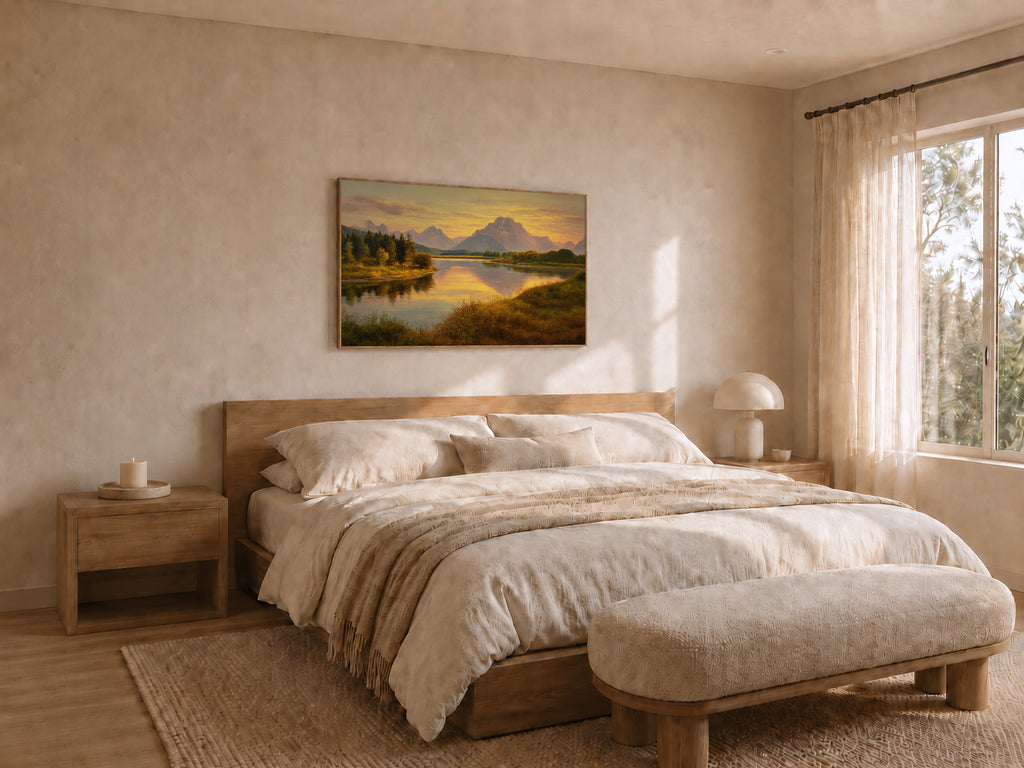 Oxbow Bend Summer Sunset Wall Art | Grand Teton National Park Wyoming Landscape Painting