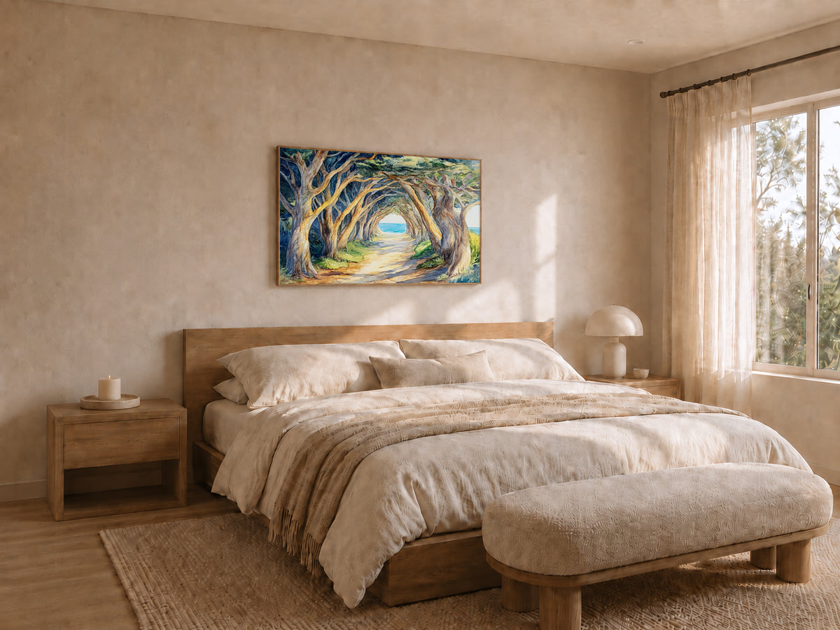 Half Moon Bay Summer Wall Art | California Cypress Tree Tunnel Painting