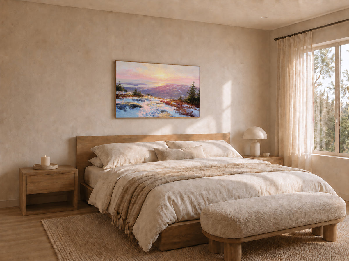 Mount Cadillac Winter Sunrise Wall Art | Acadia National Park Maine Landscape Painting