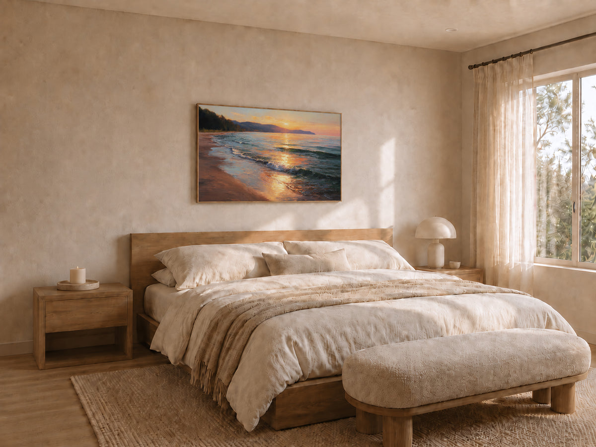 Lake Superior Summer Sunset Wall Art | Minnesota Coastal Landscape Painting
