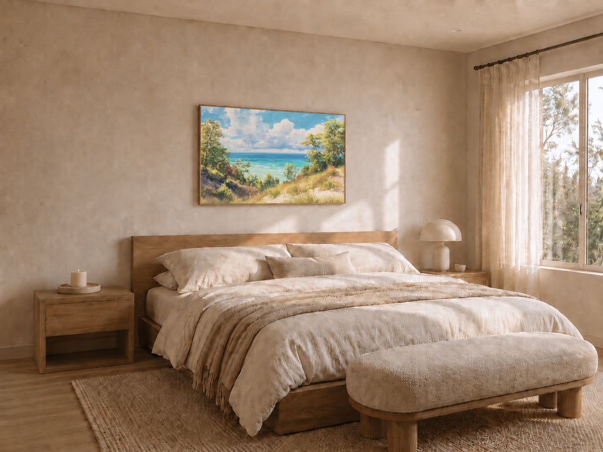 Lake Michigan Summer Wall Art | Midwest Sand Dune Landscape Painting