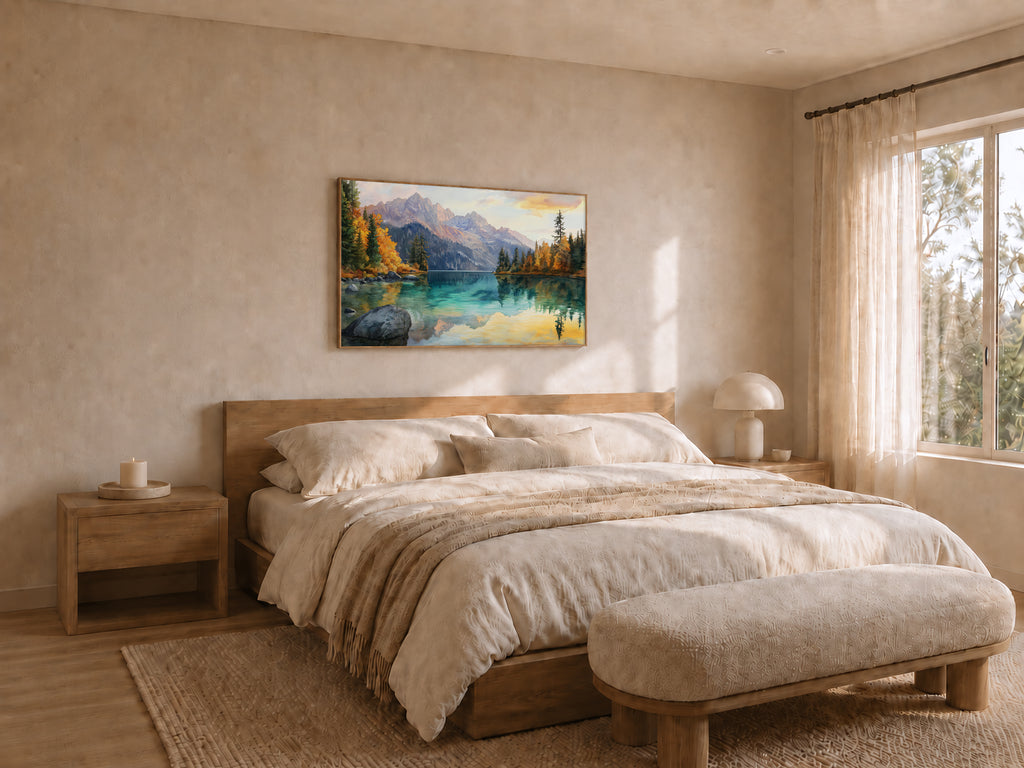 Colchuck Lake Fall Sunrise Wall Art | Washington Lakeside Painting