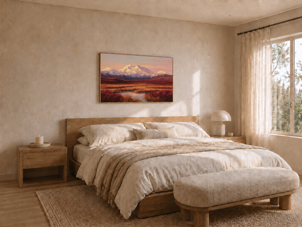 Denali National Park Fall Sunset Wall Art | Alaska Mountain Landscape Painting