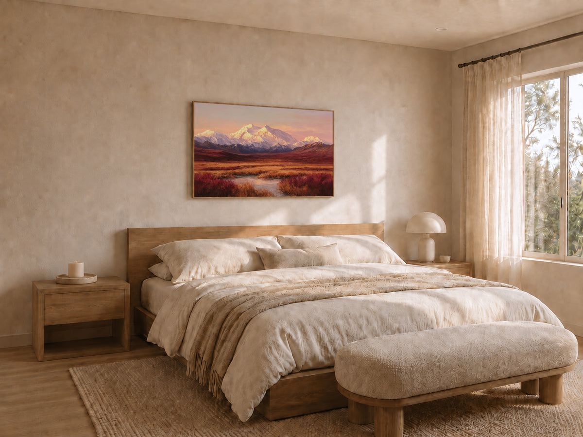 Denali National Park Fall Sunset Wall Art | Alaska Mountain Landscape Painting