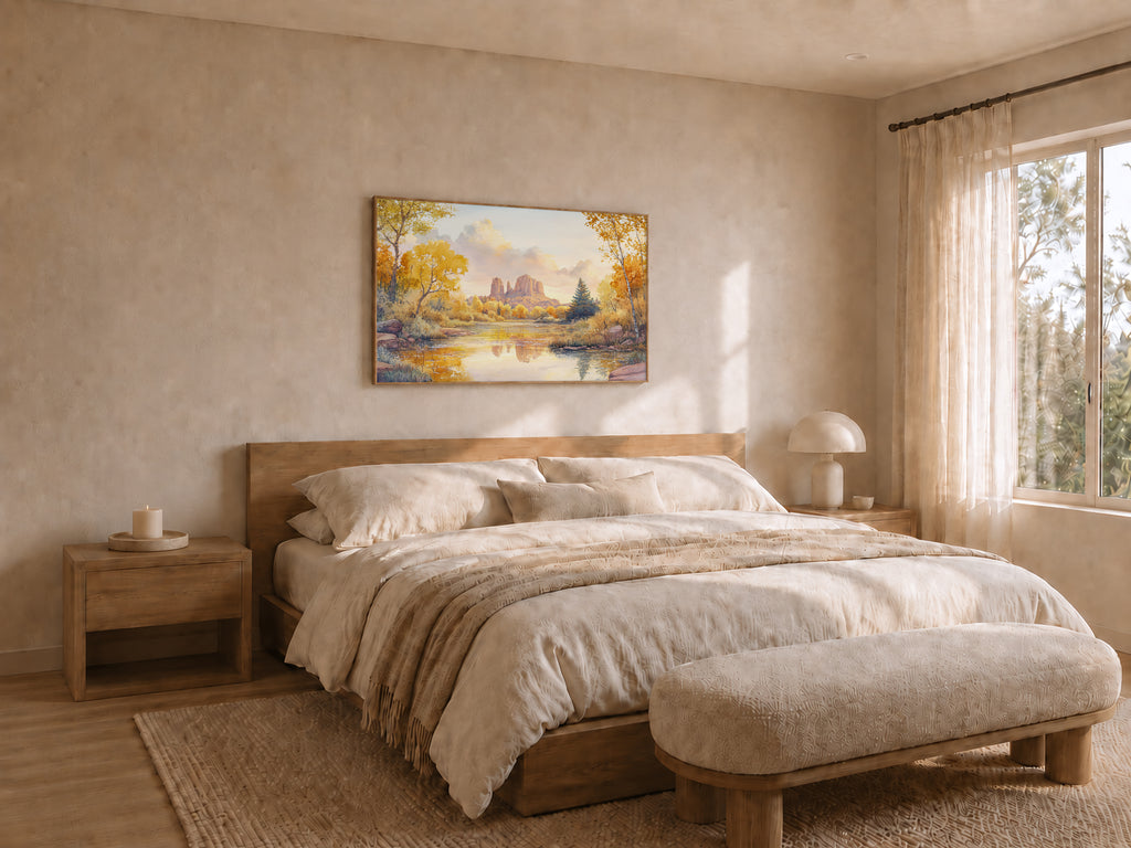 Cathedral Rock Fall Sunrise Wall Art | Sedona Arizona Red Rock Painting