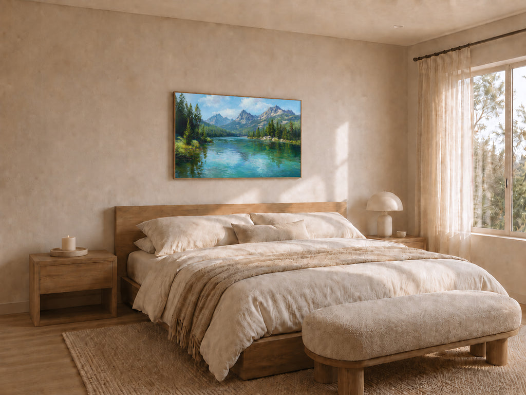 Stanley Lake Summer Wall Art | Idaho Sawtooth Mountain Landscape Painting
