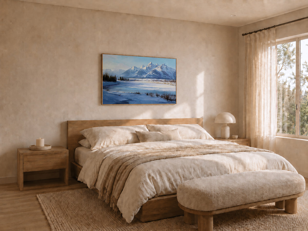 Grand Teton National Park Winter Wall Art | Wyoming Mountain Landscape Painting