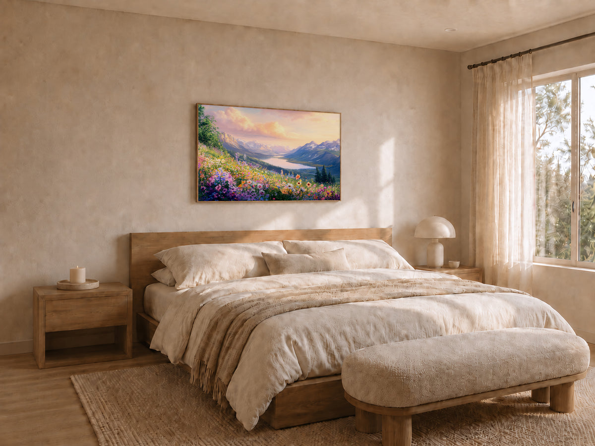 Waterton Lakes National Park Spring Sunrise Wall Art | Canada Lakeside Painting