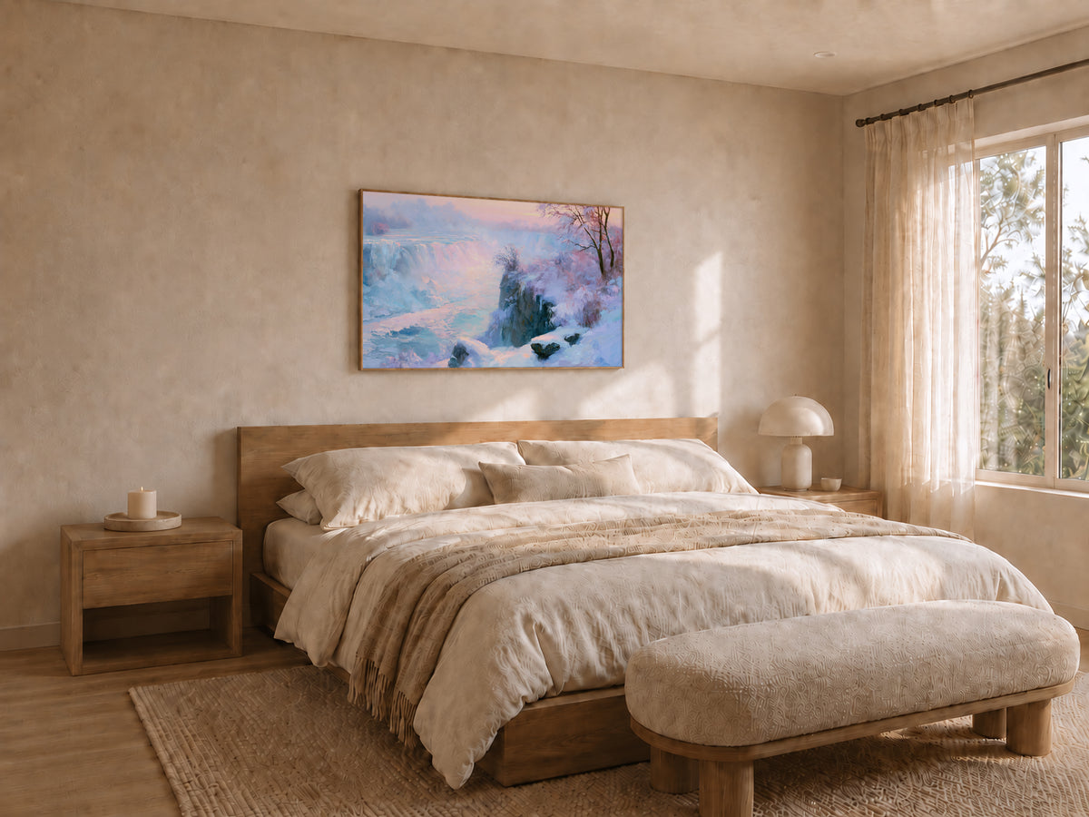 Niagara Falls Winter Sunrise Wall Art | Canada New York Landscape Painting