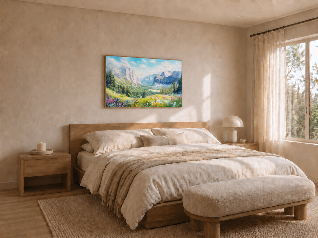Tunnel View Spring Wall Art | Yosemite National Park California Mountain Painting