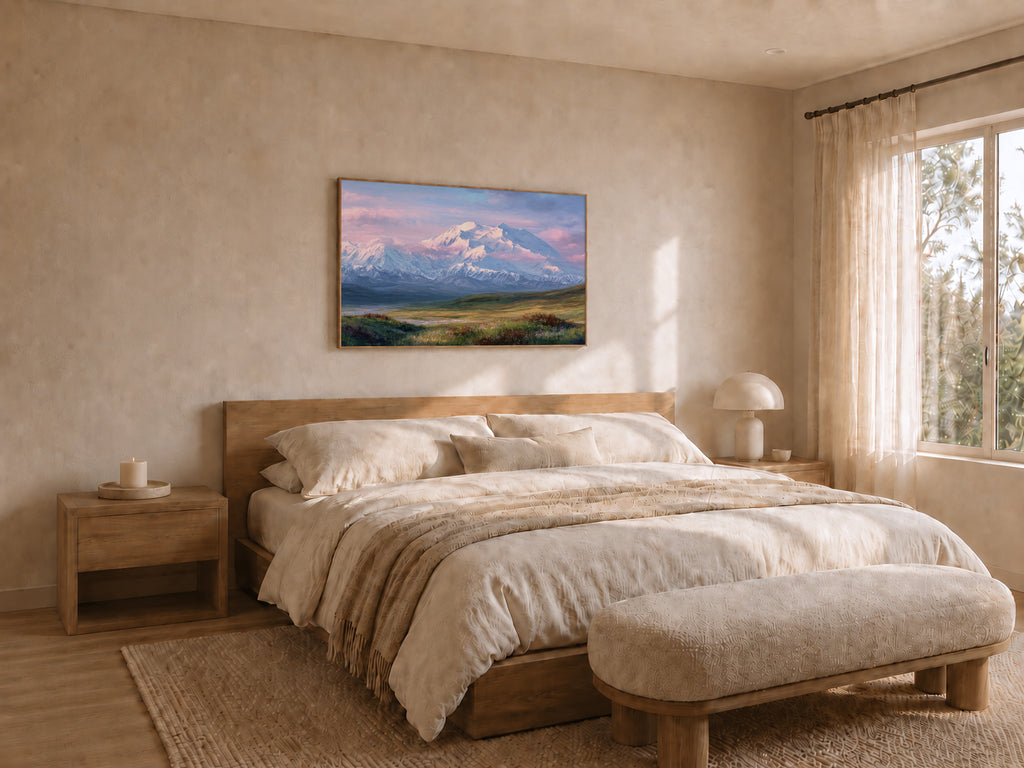 Denali National Park Spring Sunrise Wall Art | Alaska Mountain Landscape Painting