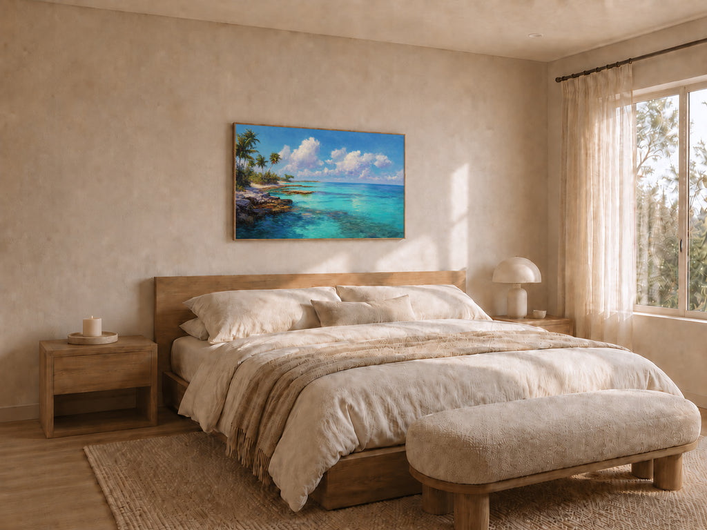 Florida Keys Summer Wall Art | Tropical Ocean Beach Landscape Painting