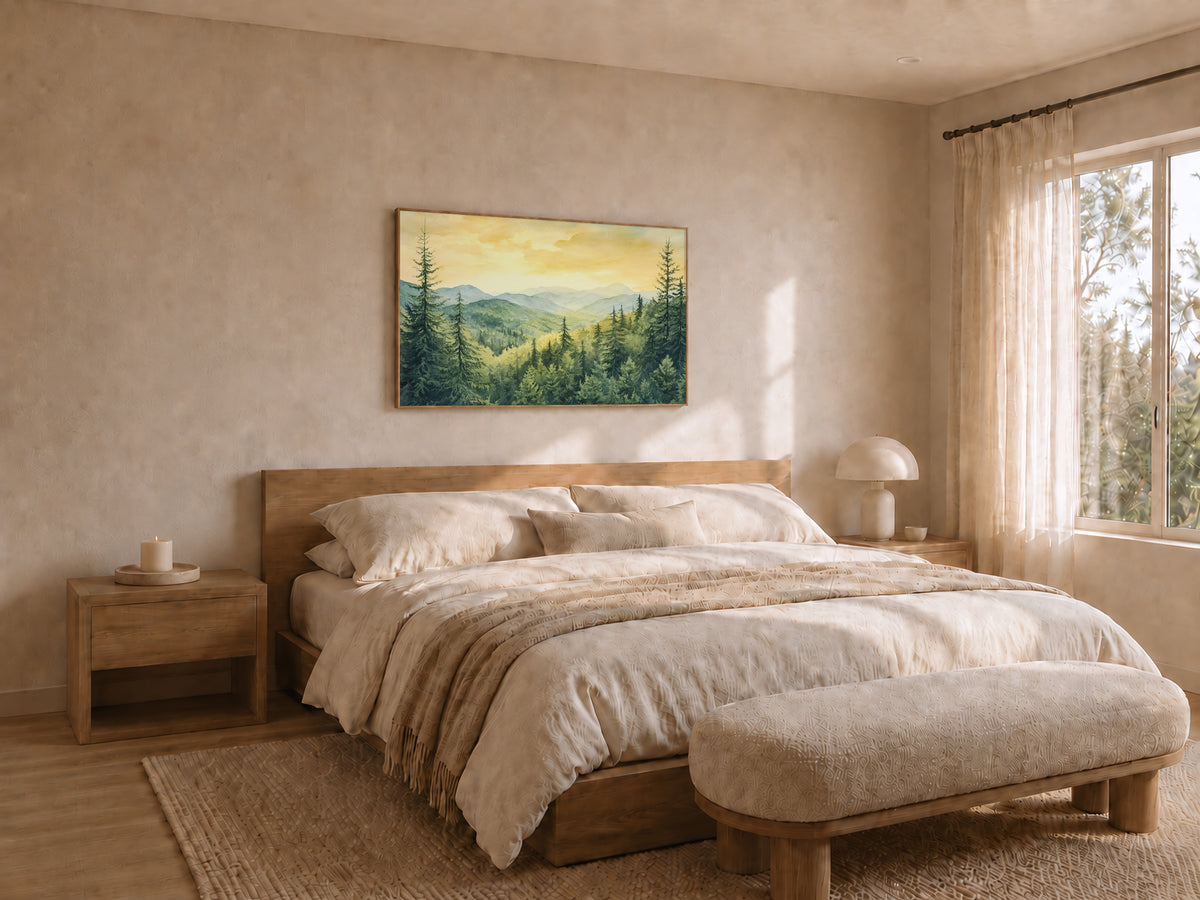 Adirondack Mountains Summer Sunset Wall Art | New York Mountain Painting