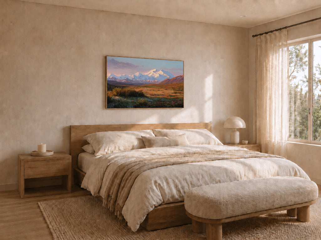 Denali National Park Spring Sunset Wall Art | Alaska Mountain Landscape Painting