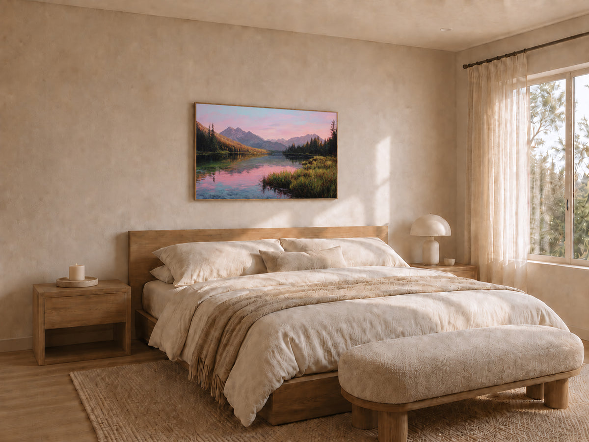 Stanley Lake Summer Sunrise Wall Art | Idaho Sawtooth Mountain Landscape Painting
