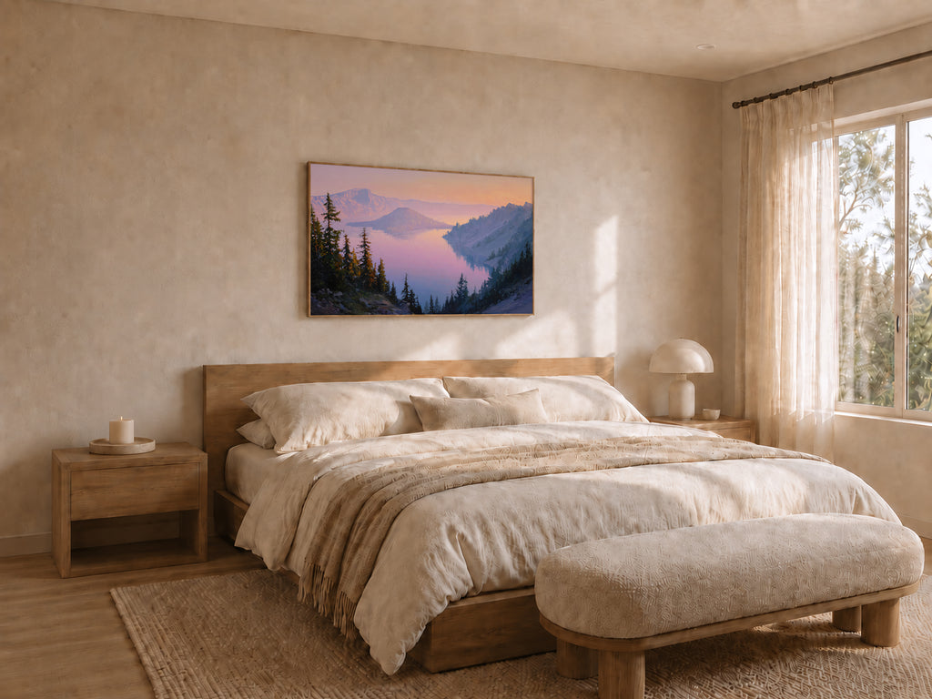 Crater Lake National Park Summer Sunrise Wall Art | Oregon Volcanic Landscape Painting