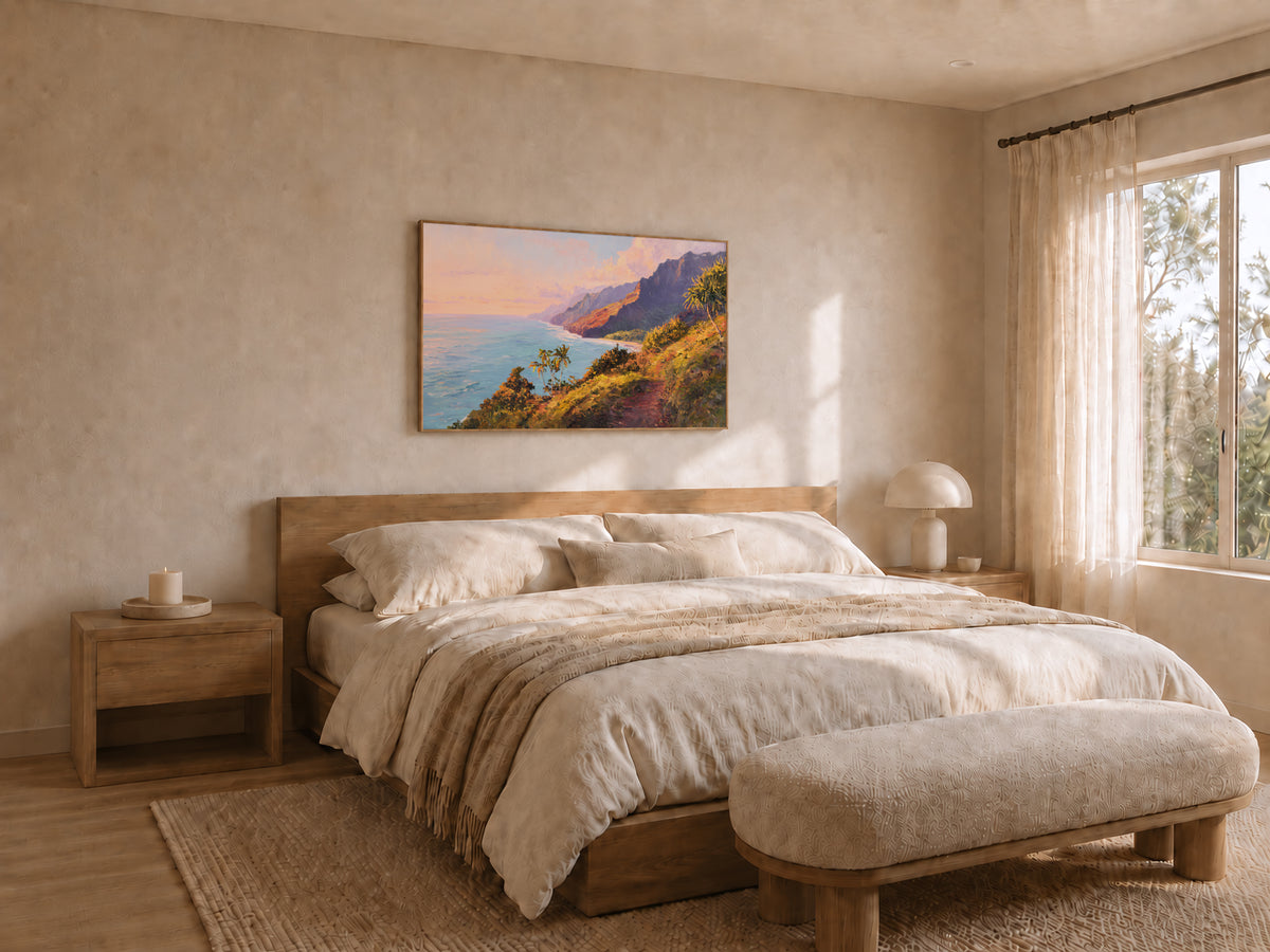 Na Pali Coast Summer Sunrise Wall Art | Hawaii Kauai Coastal Ocean Painting