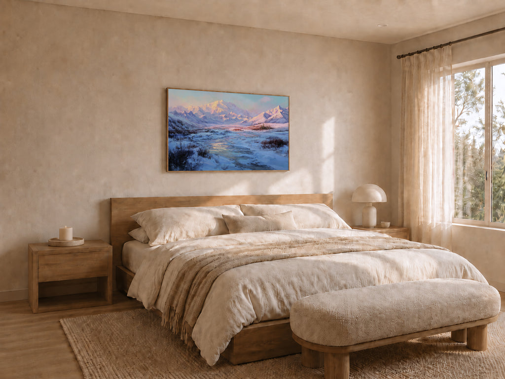 Denali National Park Winter Sunrise Wall Art | Alaska Mountain Landscape Painting